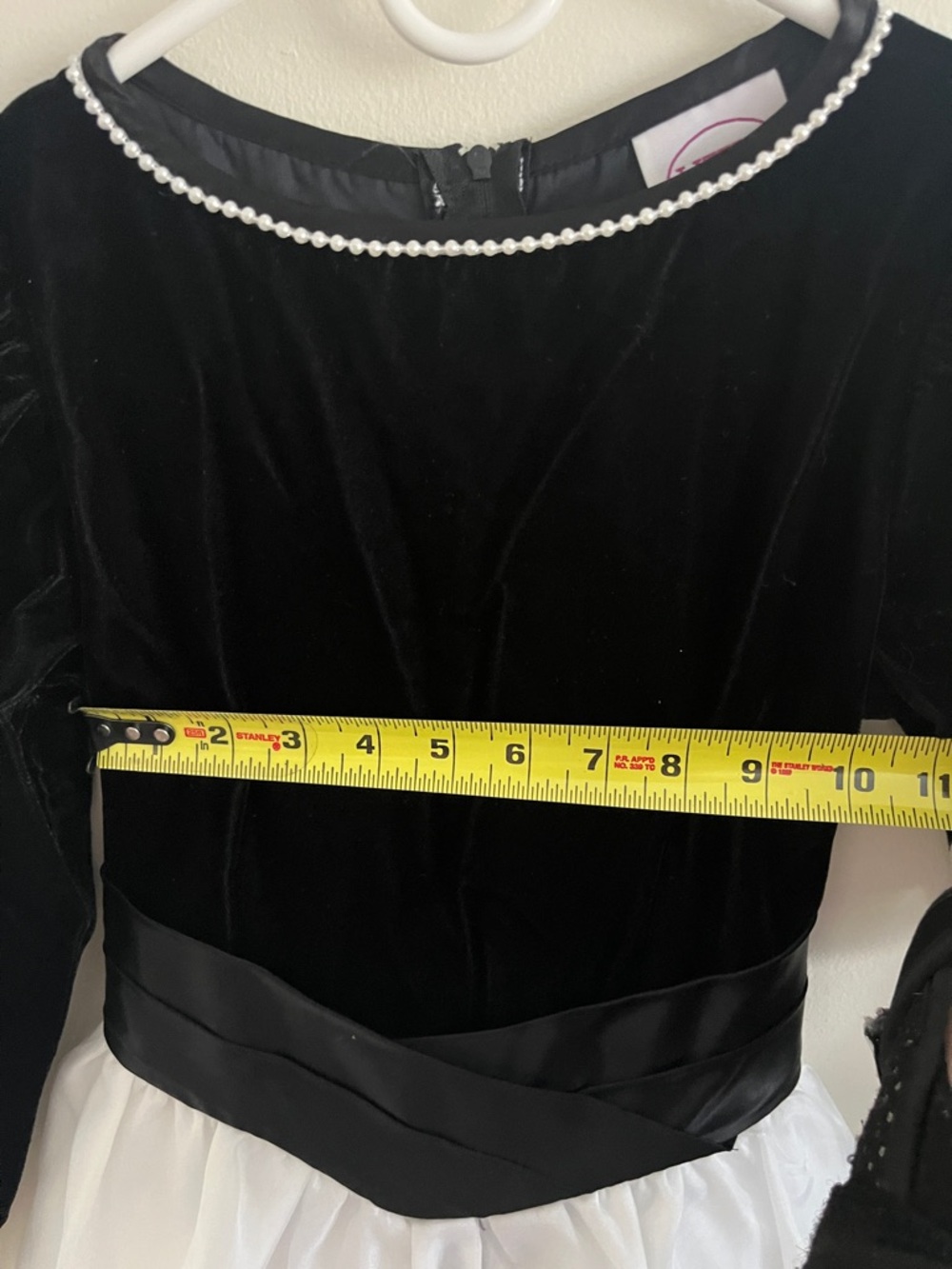 Black and White Girls Dress with Pearl Neckline - Picture 14 of 15